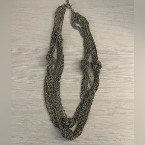 Elegant multi-strand Silver & Gold Chain Knotted Necklace